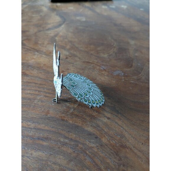 🎉Host Pick💖Art Nouveau Enamel and  Silver Hinged Peacock Brooch from Siam - Picture 2 of 9